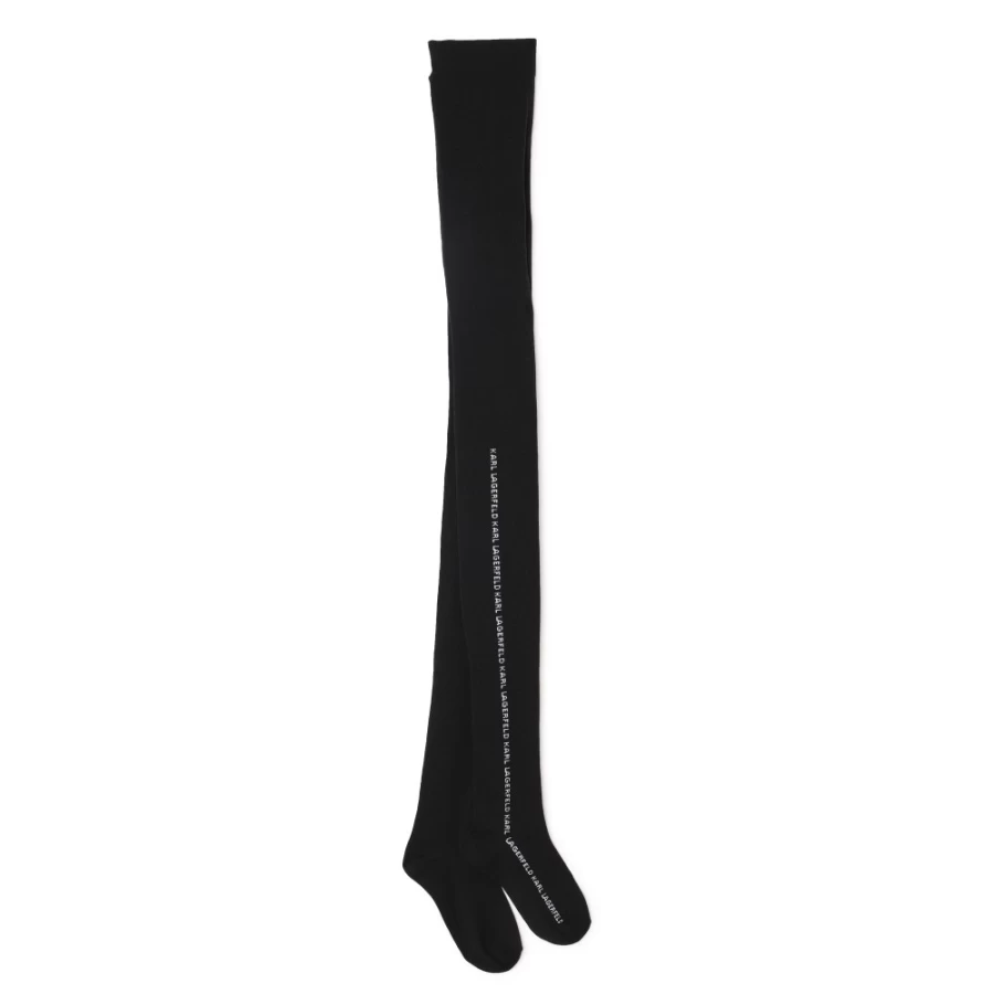 KARL LAGERFELD KIDS Girls Black Knitted Logo Tights for Children
