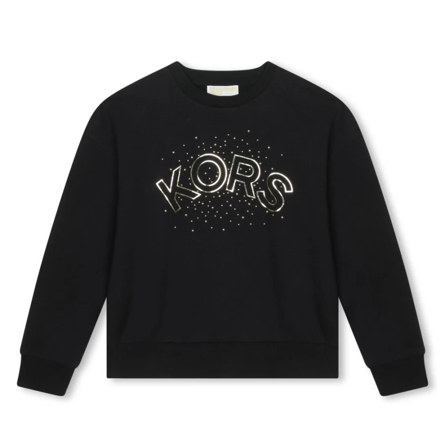 MICHAEL KORS Girls' Black Fleece Sweatshirt - Cozy Pullover Hoodie for Kids