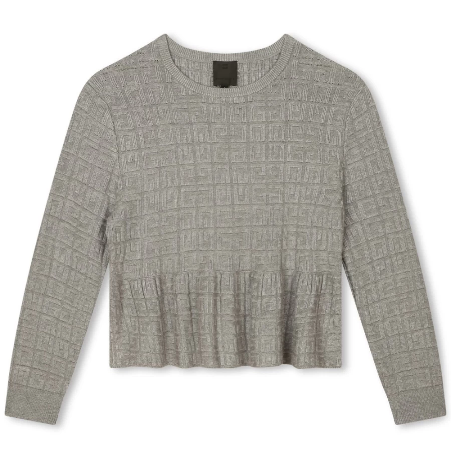 Givenchy Marshmallow Frilled Knit Jumper for Girls - Soft 44Z Pink Sweater