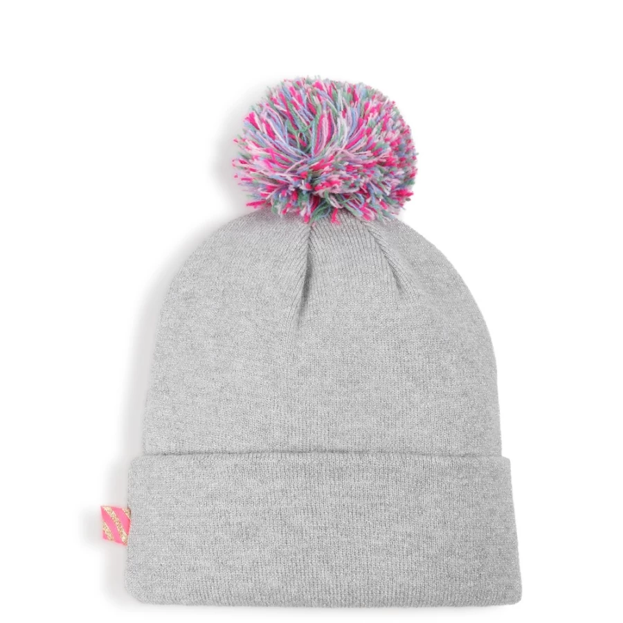 BILLIEBLUSH Rainbow and Clouds Beanie for Girls - Chine Grey Winter Knit Hat