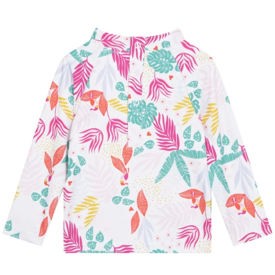 CARREMENT BEAU Girls White Anti-UV Bathing Shirt for Sun Protection