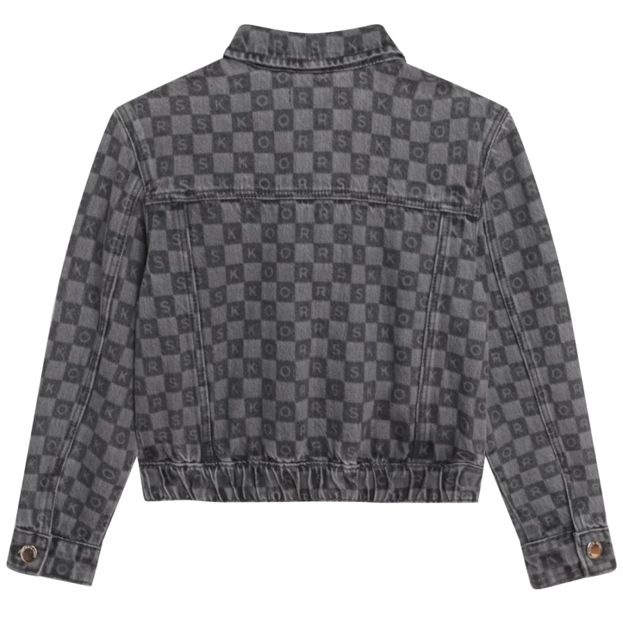MICHAEL KORS Girl's Denim Grey Chequered Jacket for Stylish Outfits