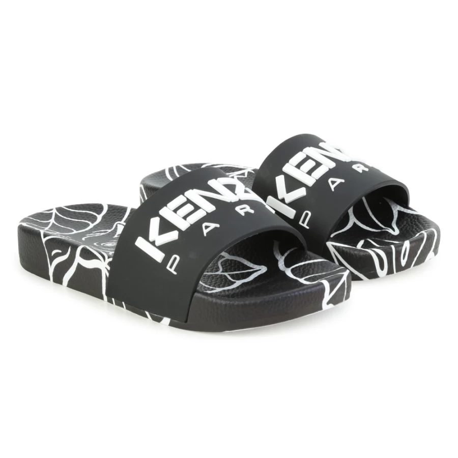 KENZO KIDS Girls' Black Rubber Sliders - Stylish & Comfortable Footwear