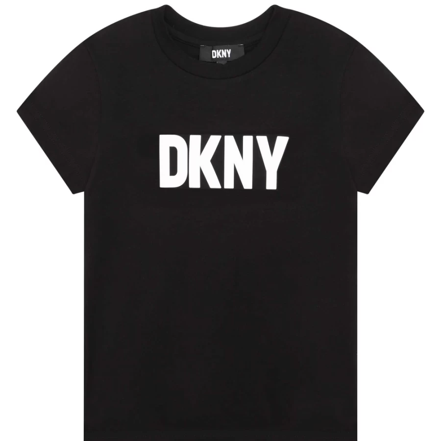 DKNY Girls' Black Short-Sleeved T-Shirt for Casual Wear