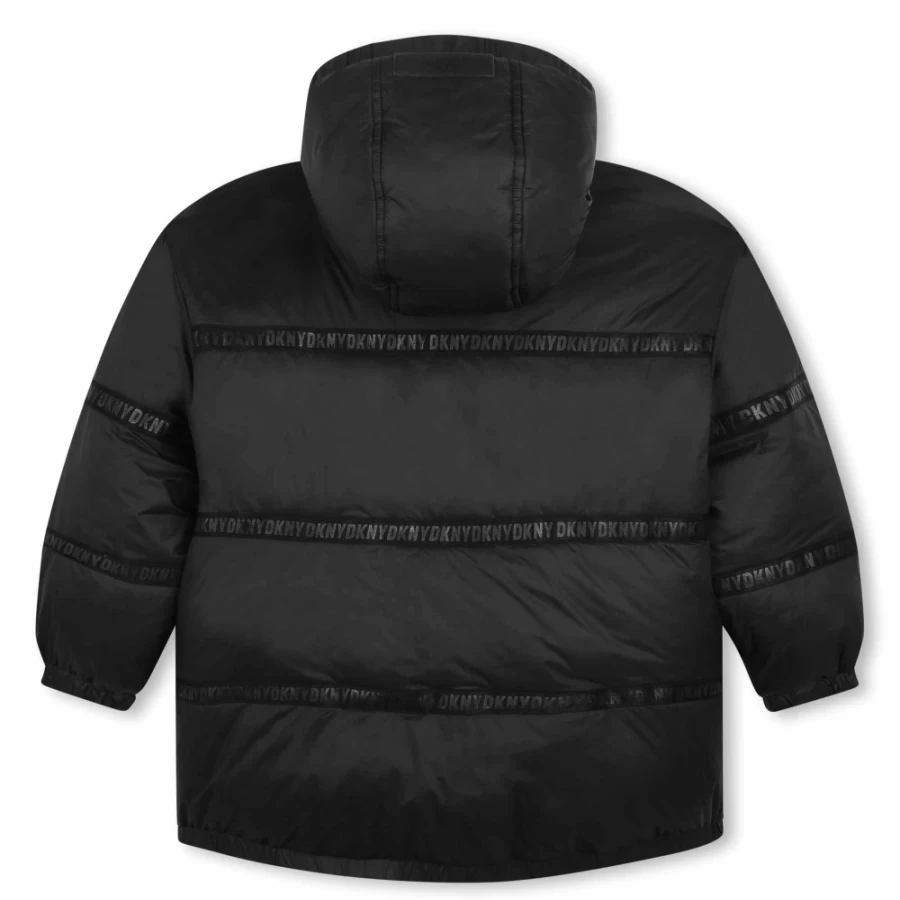 DKNY Reversible Waterproof Parka Jacket for Girls - Black Outerwear Coat
