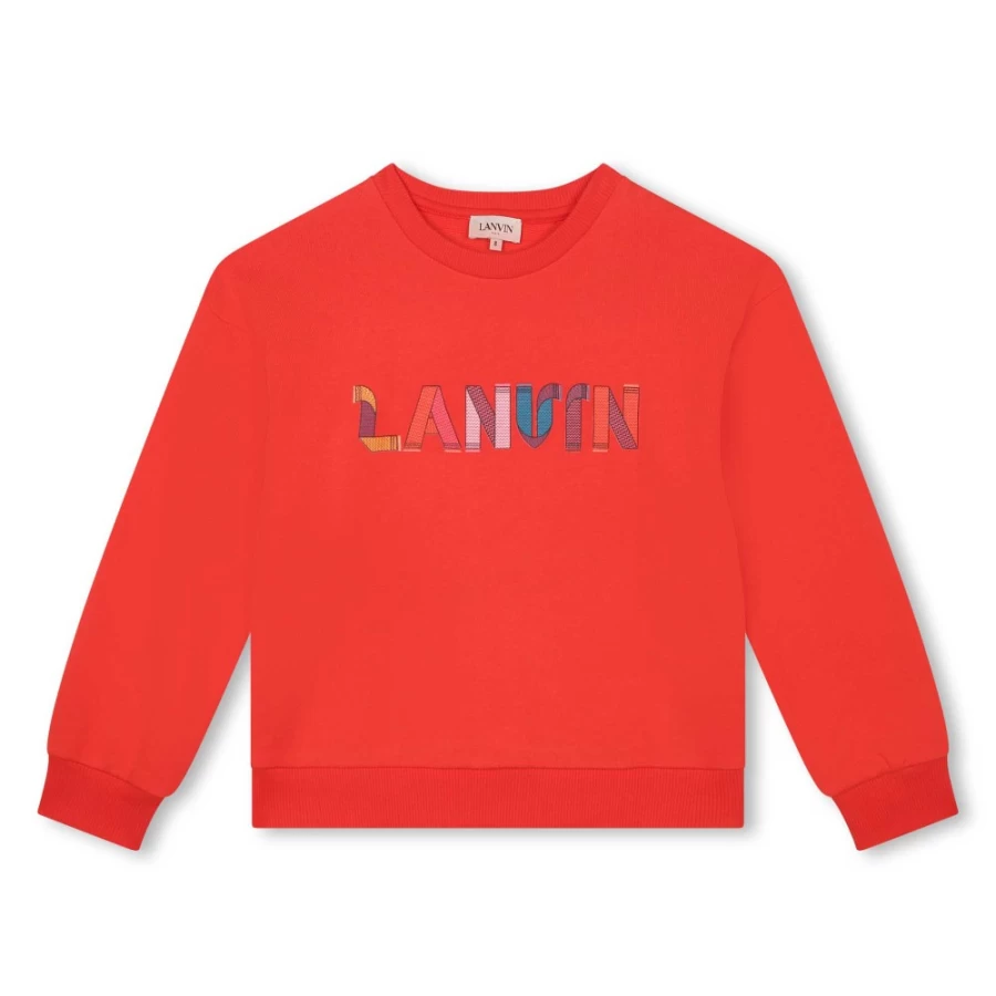 LANVIN Bright Red Fleece Sweatshirt for Girls - Cozy & Stylish Winter Wear
