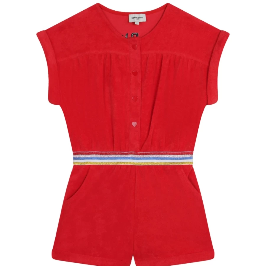 SONIA RYKIEL Red Terry Cloth Playsuit for Girls - Soft & Comfortable Romper