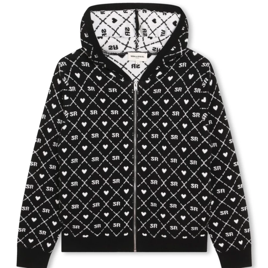 SONIA RYKIEL Girls Black Hooded Zipped Sweatshirt