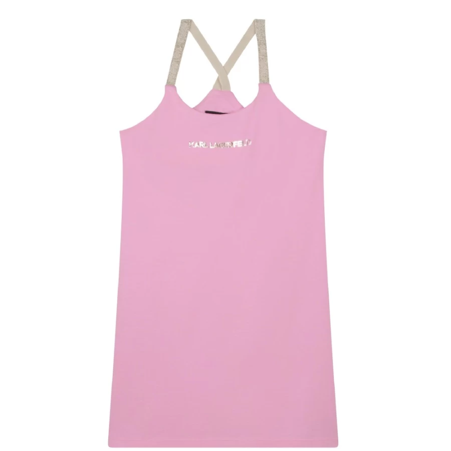 KARL LAGERFELD KIDS Girls Pink Strappy Beach Dress for Summer