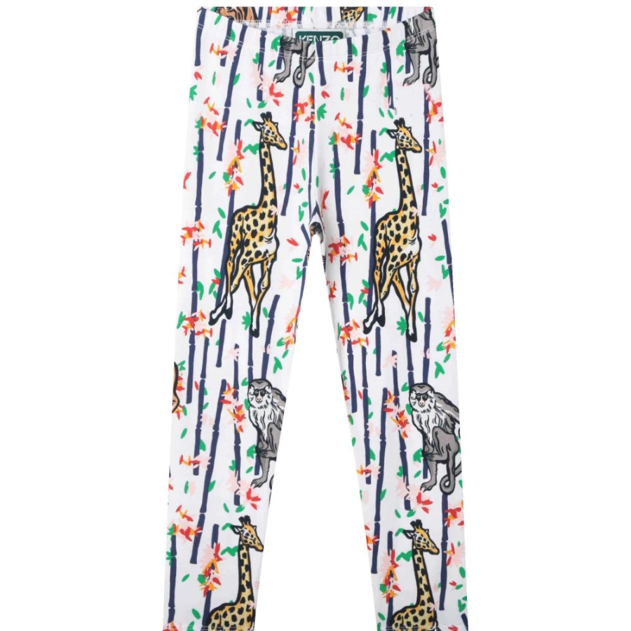 KENZO KIDS Girls' White All-Over Print Leggings for Kids