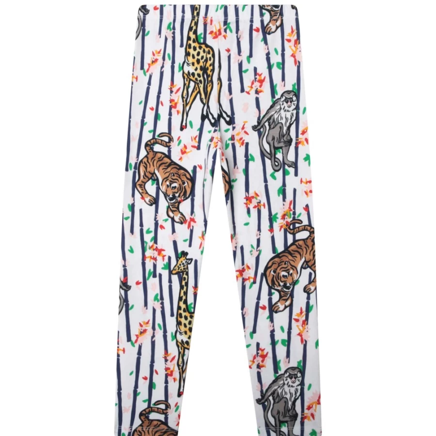 KENZO KIDS Girls' White All-Over Print Leggings for Kids