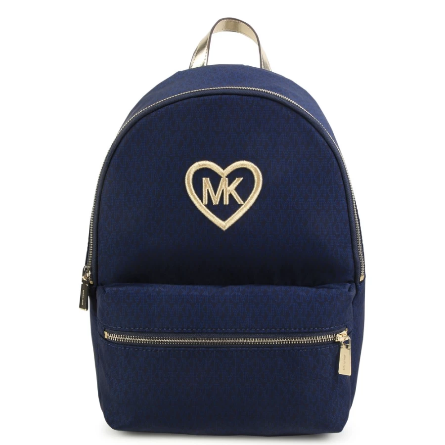 MICHAEL KORS Navy Printed Canvas Backpack for Girls