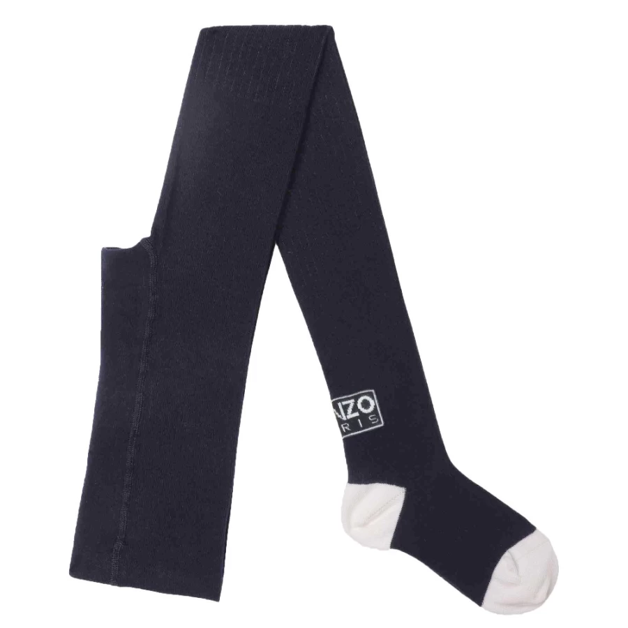 KENZO KIDS Girls Navy Knitted Tights - Stylish and Comfortable Legwear for Kids